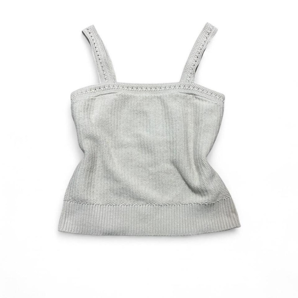 Banana Republic cream 100% cotton knit cropped tank top